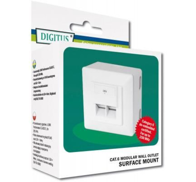 Assmann Комп'ютерна розетка Digitus 2xRJ45 STP, cat. 6, для відкритої проводки (DN-9006-N)