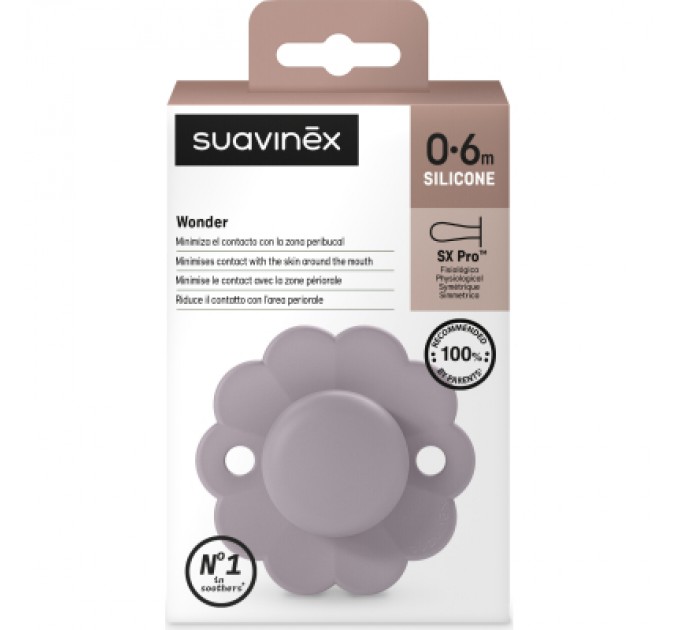 Suavinex Пустушка Suavinex Wonder фізіологічна, 0-6 міс. світло-фіолето (308378)