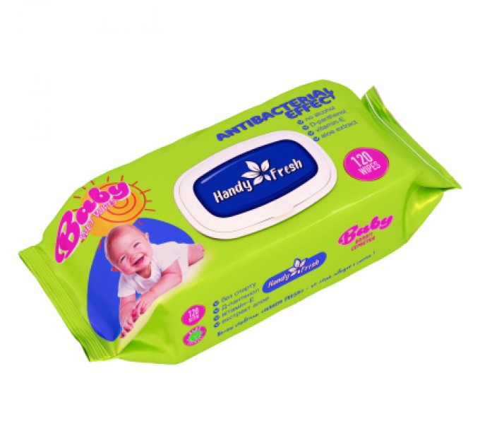 Дитячі вологі серветки Handy Fresh Антибактеріальні, з клапаном 100+20 шт (4820237500090)