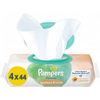 Дитячі вологі серветки Pampers Harmonie Protect&Care з календулою 4 пачки х 44 шт (8700216250580)