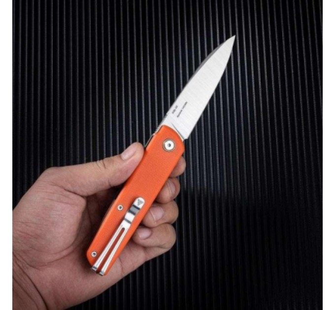 Ніж SRM Qrick, Sandvik14C28N, G10, помаранчево-зелений (408L-GX)