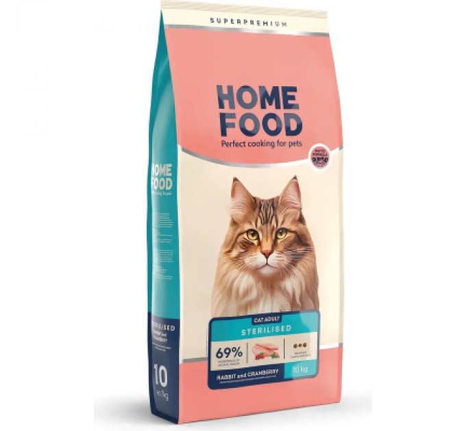 Сухий корм для кішок Home Food For sterilised з кроликом та журавлиною 1.6 кг (4820235020026)