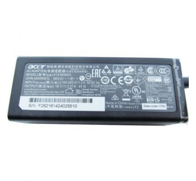 Acer Блок живлення до ноутбуку Acer 45W 19V, 2.37A, 5.5/1.7 (A13-045N2A / A40241)