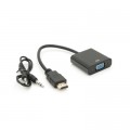 Перехідник HDMI M to VGA F + Audio 0.1m 4K/2K black Voltronic (YT-C-HDMI(M)/VGA(F)+AUX-B)