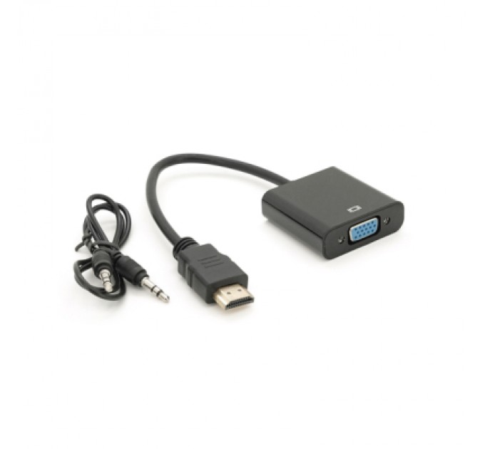 Перехідник HDMI M to VGA F + Audio 0.1m 4K/2K black Voltronic (YT-C-HDMI(M)/VGA(F)+AUX-B)