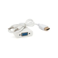 Перехідник HDMI M to VGA F + Audio 0.1m 4K/2K white Voltronic (YT-C-HDMI(M)/VGA(F)+AUX-W)