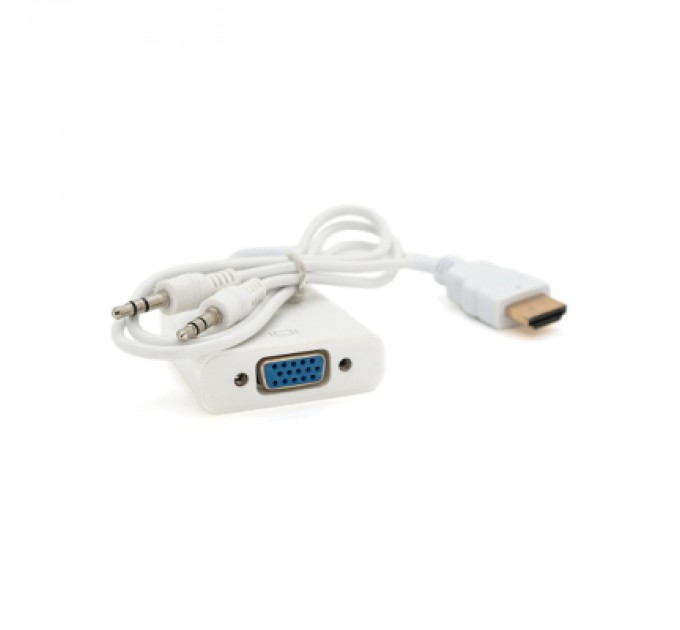 Перехідник HDMI M to VGA F + Audio 0.1m 4K/2K white Voltronic (YT-C-HDMI(M)/VGA(F)+AUX-W)