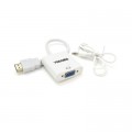 Перехідник HDMI M to VGA F + Audio 0.25m white VEGGIEG (YT-C-H-V2W)