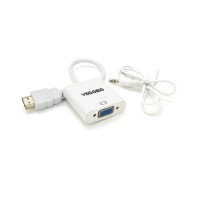 Перехідник HDMI M to VGA F + Audio 0.25m white VEGGIEG (YT-C-H-V2W)