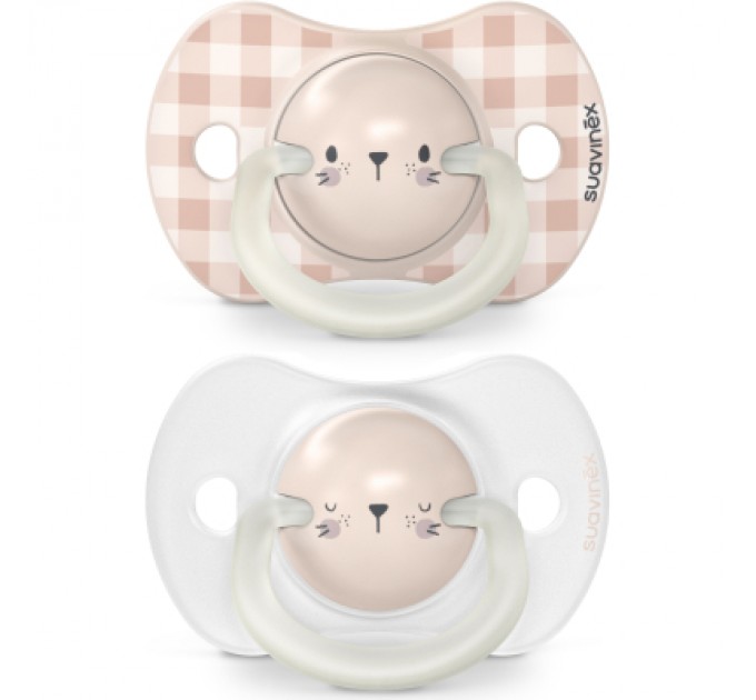 Пустушка Suavinex фізіологочна, 2 шт. 0-6 місяців, нічна/кролик (308214)