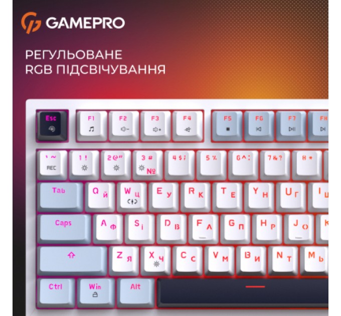 GamePro Клавіатура GamePro Genesis Warden MK160BL Outemu Swithes USB White (MK160BL)