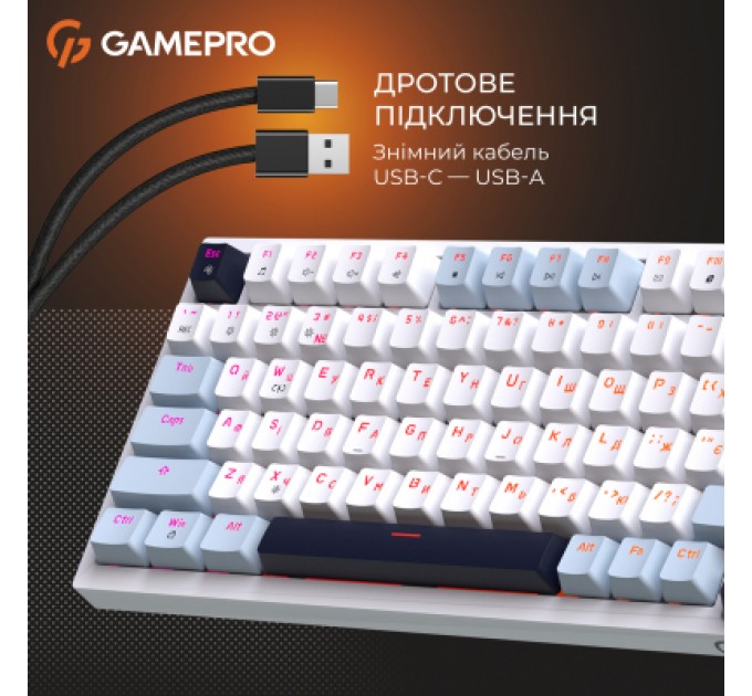 GamePro Клавіатура GamePro Genesis Warden MK160BL Outemu Swithes USB White (MK160BL)