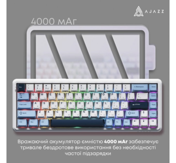 Клавіатура Ajazz AK680 MAX (8+8K) Magnetic Switch RGB Wireless/Bluetooth/USB White (AK680-M-BWD-A)