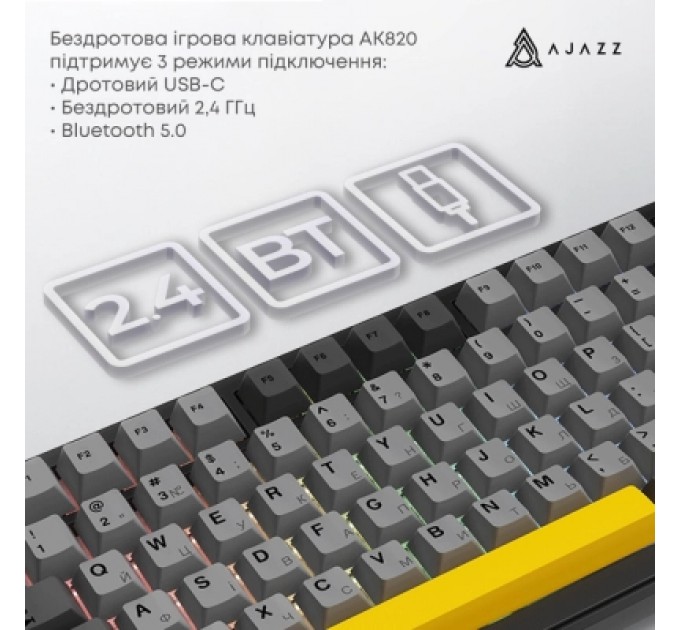 Клавіатура Ajazz AK820 MAX PLUS Daydream Switch RGB Wireless/Bluetooth/USB Black (AK820MAX-DD-BGY)