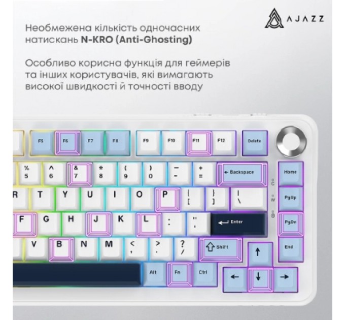 Клавіатура Ajazz AK820 MAX PLUS Daydream Switch RGB Wireless/Bluetooth/USB White (AK820MAX-DD-BWD)