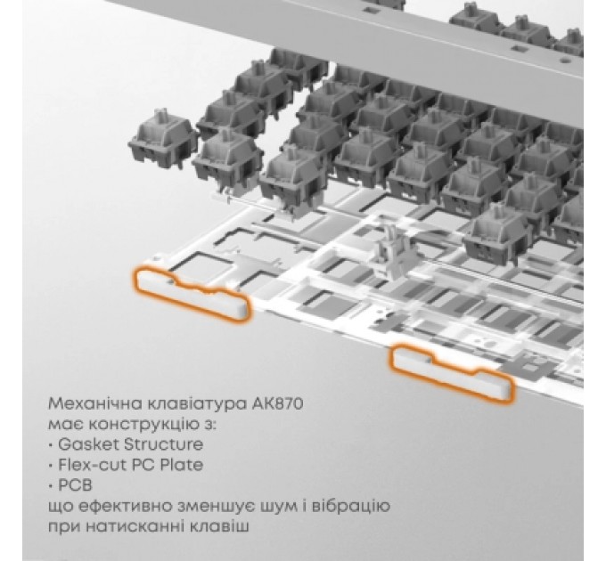 Ajazz Клавіатура Ajazz AK870 PLUS Murad Switch RGB Wireless/Bluetooth/USB White (AK870-MU-BWD)