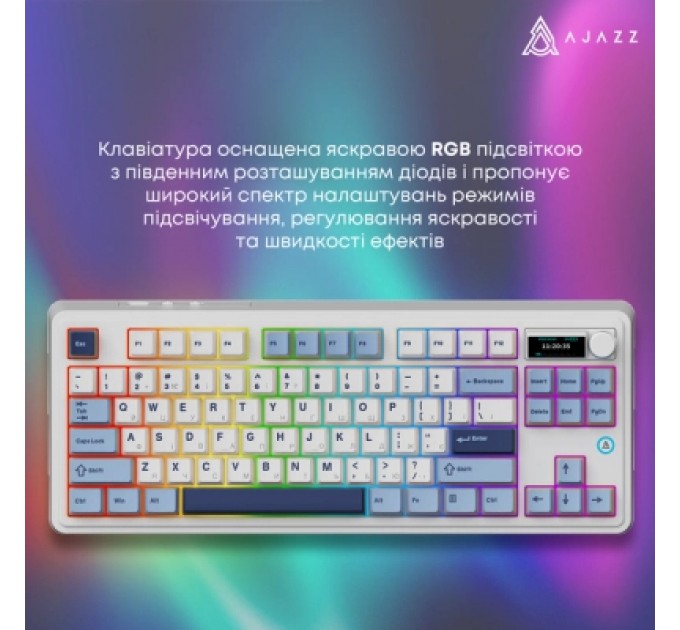 Ajazz Клавіатура Ajazz AK870 PLUS Murad Switch RGB Wireless/Bluetooth/USB White (AK870-MU-BWD)