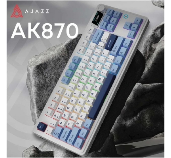 Ajazz Клавіатура Ajazz AK870 PLUS Murad Switch RGB Wireless/Bluetooth/USB White (AK870-MU-BWD)