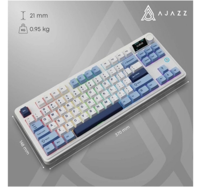 Ajazz Клавіатура Ajazz AK870 PLUS Murad Switch RGB Wireless/Bluetooth/USB White (AK870-MU-BWD)