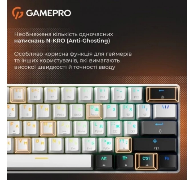 Клавіатура GamePro Genesis Infinity MK130BW Outemu Swithes USB White (MK130BW)