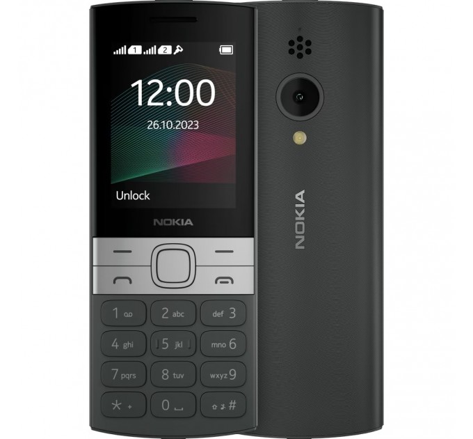 Мобильный телефон Nokia 150 2023 Dual Sim Black; 2.4" (320x240) TFT / клавиатурный моноблок / ОЗУ 4 МБ / 4 МБ встроенной + microSD до 32 ГБ / камера 0.3 Мп / 2G (GSM) / 130.95x50.6x15.15 мм, 106.3 г / 1450 мАч / черный