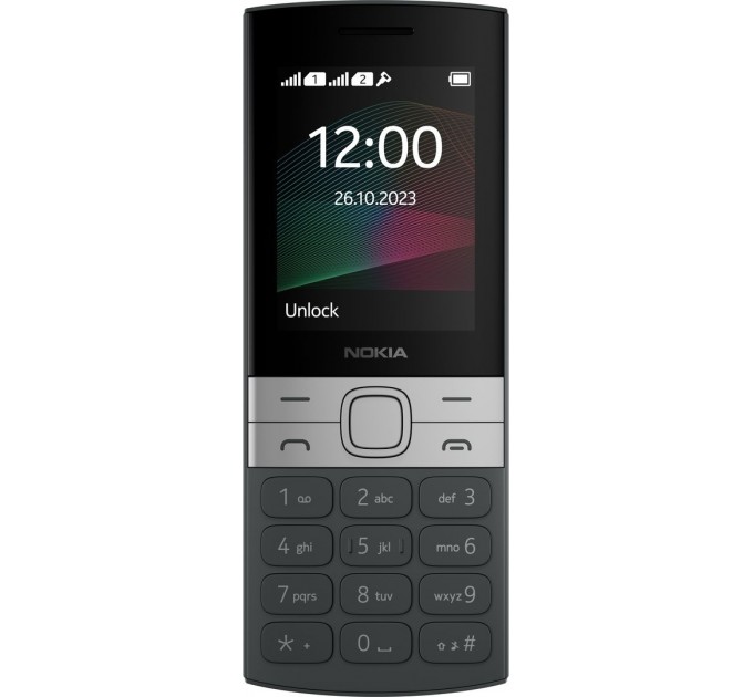 Мобильный телефон Nokia 150 2023 Dual Sim Black; 2.4" (320x240) TFT / клавиатурный моноблок / ОЗУ 4 МБ / 4 МБ встроенной + microSD до 32 ГБ / камера 0.3 Мп / 2G (GSM) / 130.95x50.6x15.15 мм, 106.3 г / 1450 мАч / черный