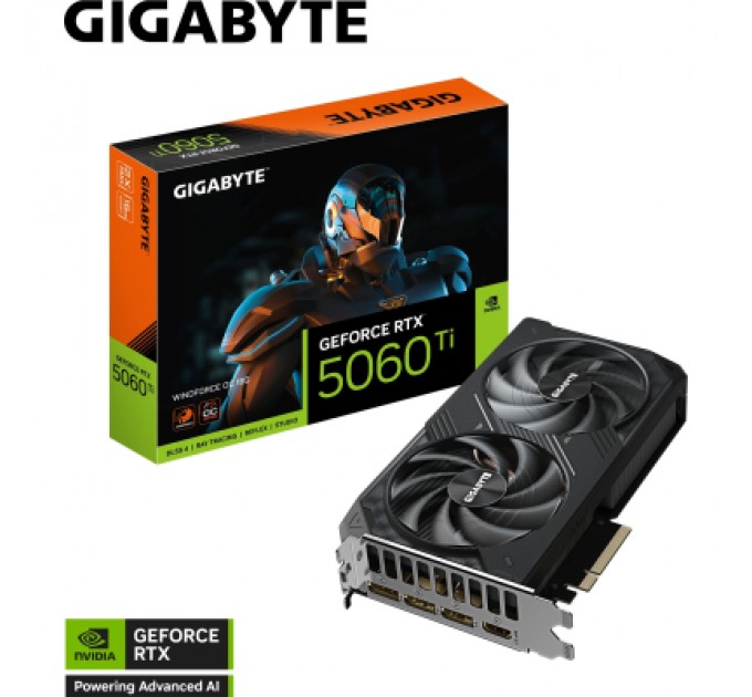 GIGABYTE Відеокарта GIGABYTE GeForce RTX5060Ti 16Gb WINDFORCE OC (GV-N506TWF2OC-16GD)