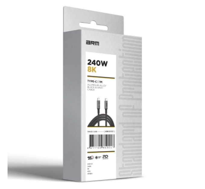 Armorstandart Дата кабель USB-C to USB-C 1.0m USB4 40Gbps 240W 8K60Hz black Armorstandart (ARM81921)