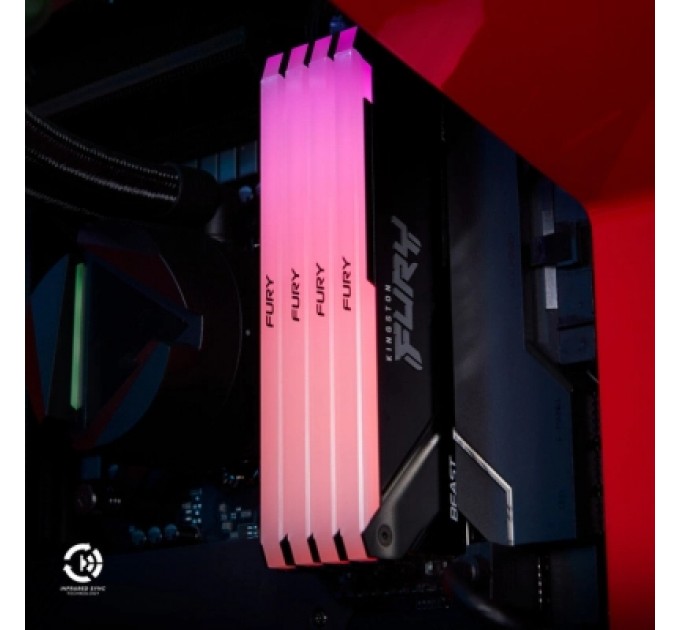 Kingston Fury (ex.HyperX) Модуль пам'яті для комп'ютера DDR4 32GB (2x16GB) 3200 MHz Beast RGB Black Kingston Fury (ex.HyperX) (KF432C16BB12AK2/32WP)