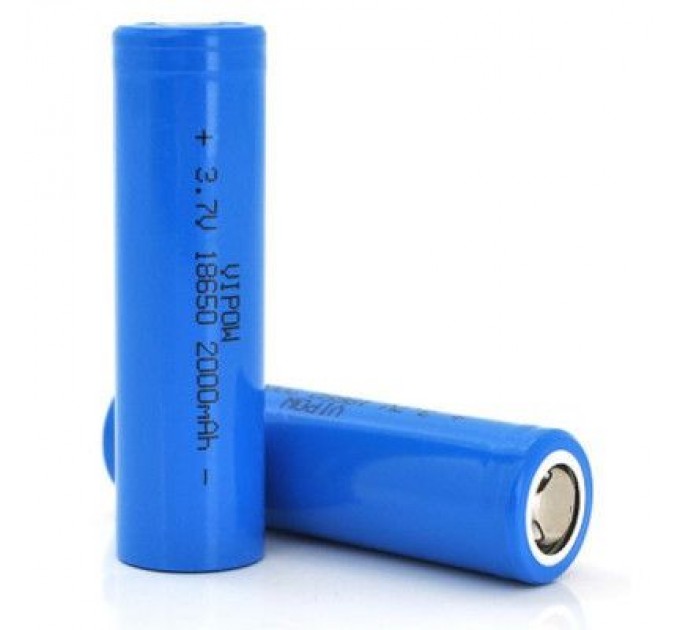 Vipow Акумулятор 18650 2000mAh, FlatTop, 3.7V, Blue Vipow (ICR18650-2000mAhFT)
