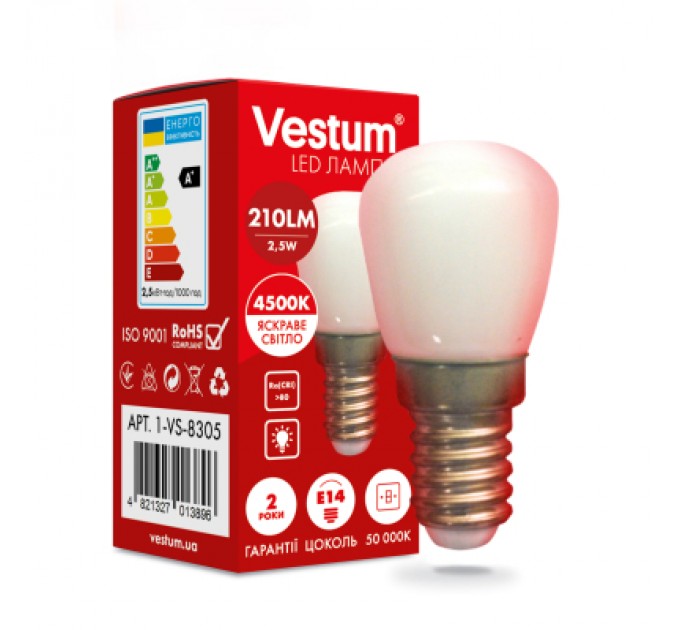 Vestum Лампочка Vestum LED SMD Е14 Vestum 2,5W 4500K 220V для холодильника (1-VS-8305)