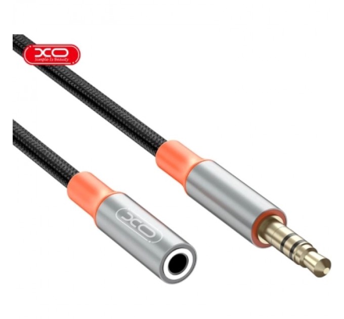 XO Кабель мультимедійний 3.5mm M to 3.5mm F 1.0m NB-R269A black XO (NB-R269A.black)