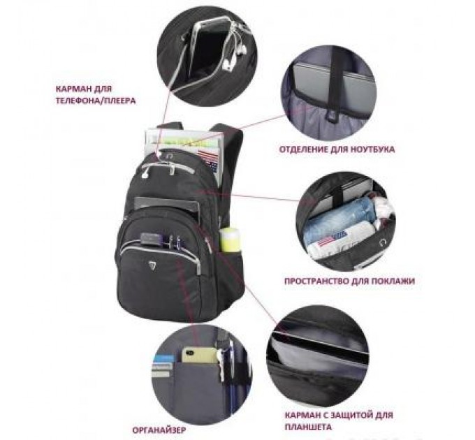 Sumdex Рюкзак для ноутбука Sumdex 15.6'' PON-389 Black (PON-389BK)