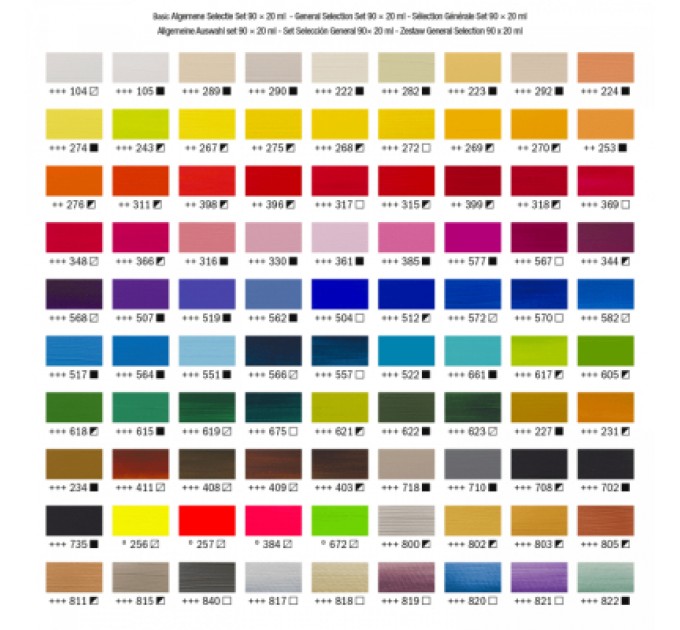 Акрилові фарби Royal Talens Amsterdam General Selection 90 кольорів по 20 мл (8712079451097)