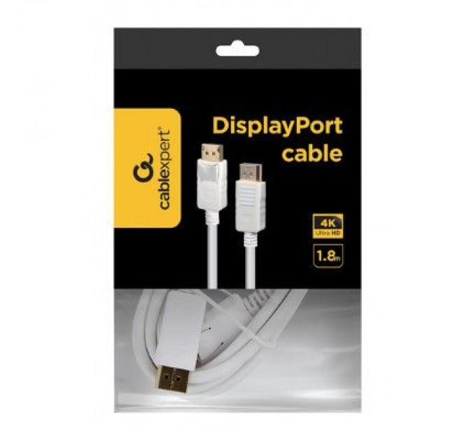 Кабель мультимедійний DisplayPort to DisplayPort 1.8m V1.2 Cablexpert (CC-DP2-6-W)