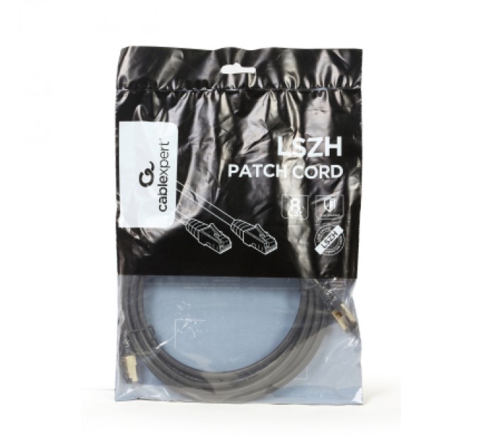 Cablexpert Патч-корд 1м, S/FTP, cat 8, литий, 50u", CU, AWG 27, LSZH, black Cablexpert (PP8-LSZHCU-BK-1M)