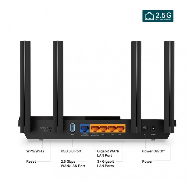 Точка доступу з функцією маршрутизації, мережеве обладнання 3000MBPS 1000M DUAL ARCHER AX55 PRO TP-LINK