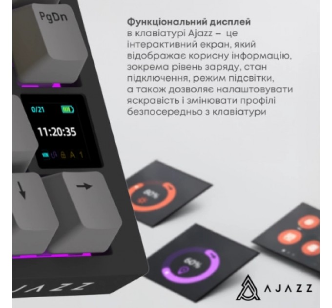 Ajazz Клавіатура Ajazz AK820 Pro Flying Fish Switch Purple RGB USB/Wireless/Bluetooth UA Purple (AK820PRO-FF-PWB)