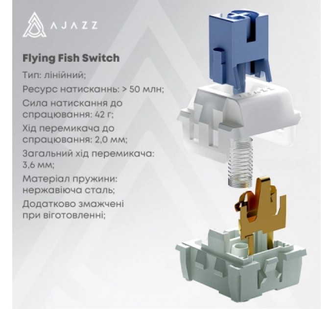 Ajazz Клавіатура Ajazz AK820 Pro Flying Fish Switch Purple RGB USB/Wireless/Bluetooth UA Purple (AK820PRO-FF-PWB)