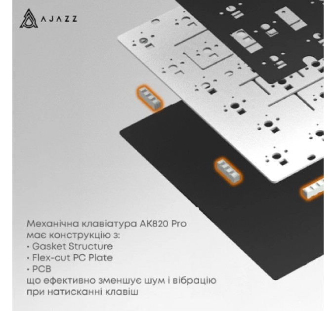 Ajazz Клавіатура Ajazz AK820 Pro Flying Fish Switch Purple RGB USB/Wireless/Bluetooth UA Purple (AK820PRO-FF-PWB)