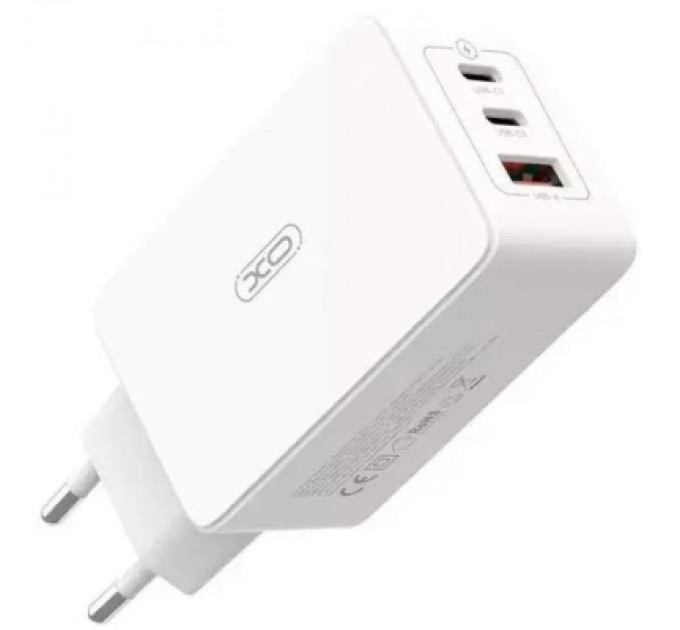Зарядний пристрій XO CE13 PD65W GaN (2Type-C/1USB) White (XO-CE13-WH)