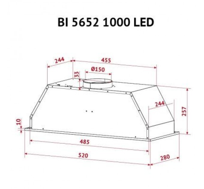 Perfelli Витяжка кухонна Perfelli BI 5652 BL 1000 LED