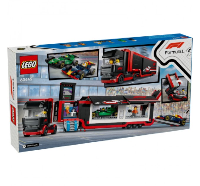 Конструктор LEGO City Вантажівка F1 з автомобілями RB20 та AMR24 (60445)