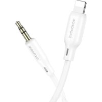 Кабель мультимедійний Lightning to 3.5mm M 1.0m BL18 white BOROFONE (6941991101052)