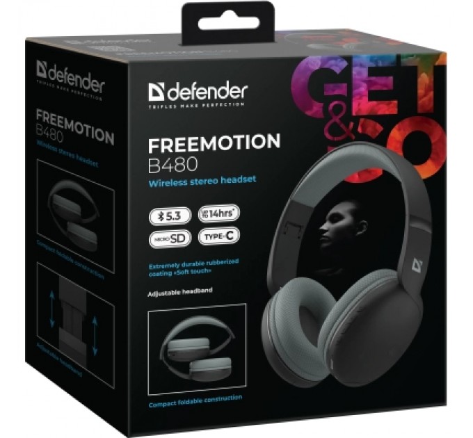 Навушники Defender FreeMotion B480 Bluetooth Black (63480)