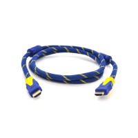 Кабель мультимедійний HDMI M to HDMI M 3.0m V1.4 blue yellow Merlion (YT-HDMI(M)/(M)NY/BL-3.0m)
