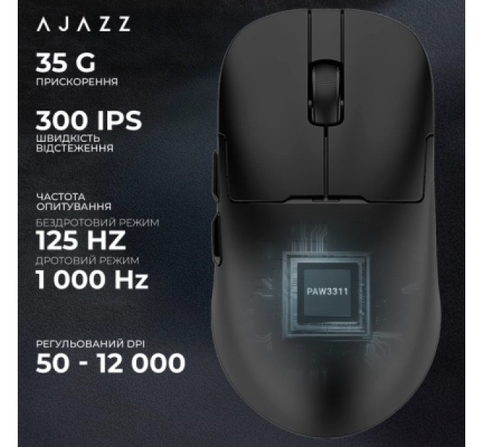 Мишка Ajazz AJ159P MC Wireless/Bluetooth/USB Charging Dock Black (AJ159P-MC-B)