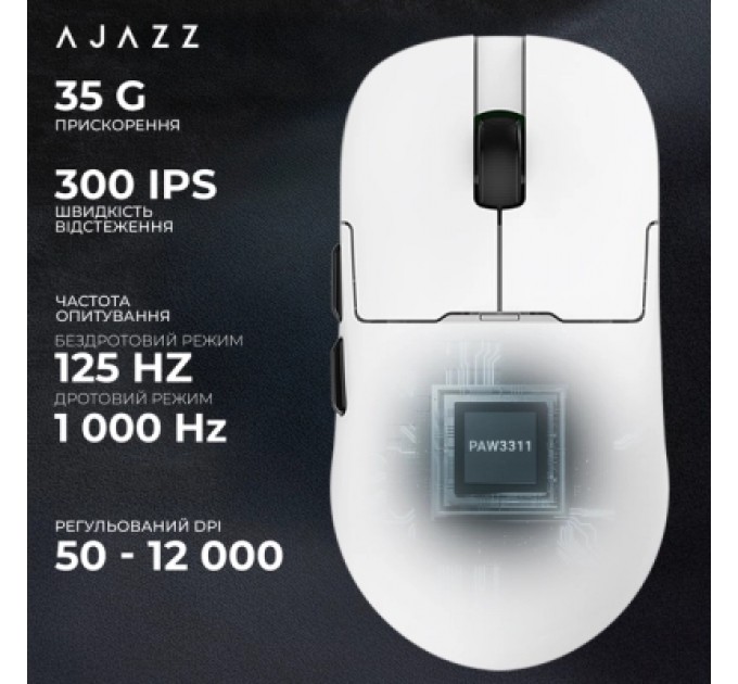 Ajazz Мишка Ajazz AJ159P MC Wireless/Bluetooth/USB Charging Dock White (AJ159P-MC-W)