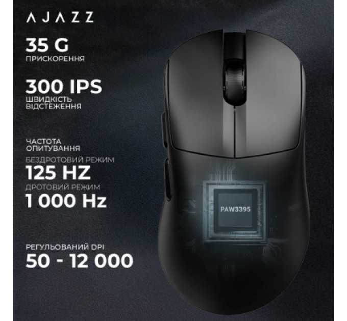 Мишка Ajazz AJ179 V2 MAX Wireless/Bluetooth/USB Black (AJ179-V2-MAX-B)