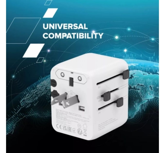 Canyon Зарядний пристрій Canyon OnTour 20 2xUCB-C + USB-A EU/UK/US/AUS 20W White (CNS-TA20W1005W)